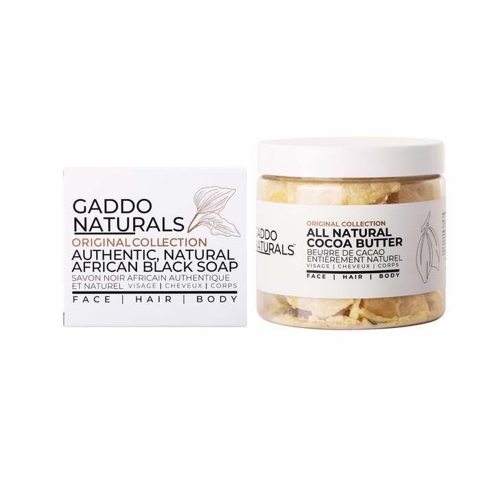 All Natural Cocoa Butter + Authentic African Black Soap Set