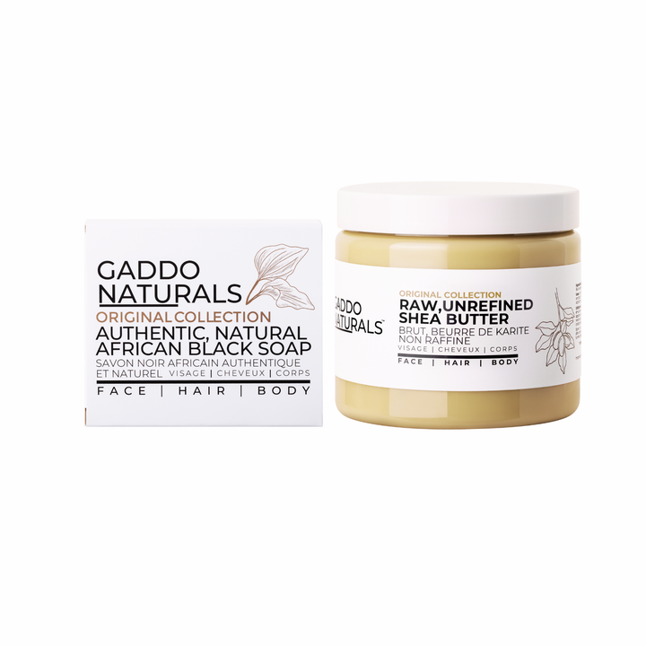 Raw Unrefined Shea Butter + Authentic African Black Soap Set